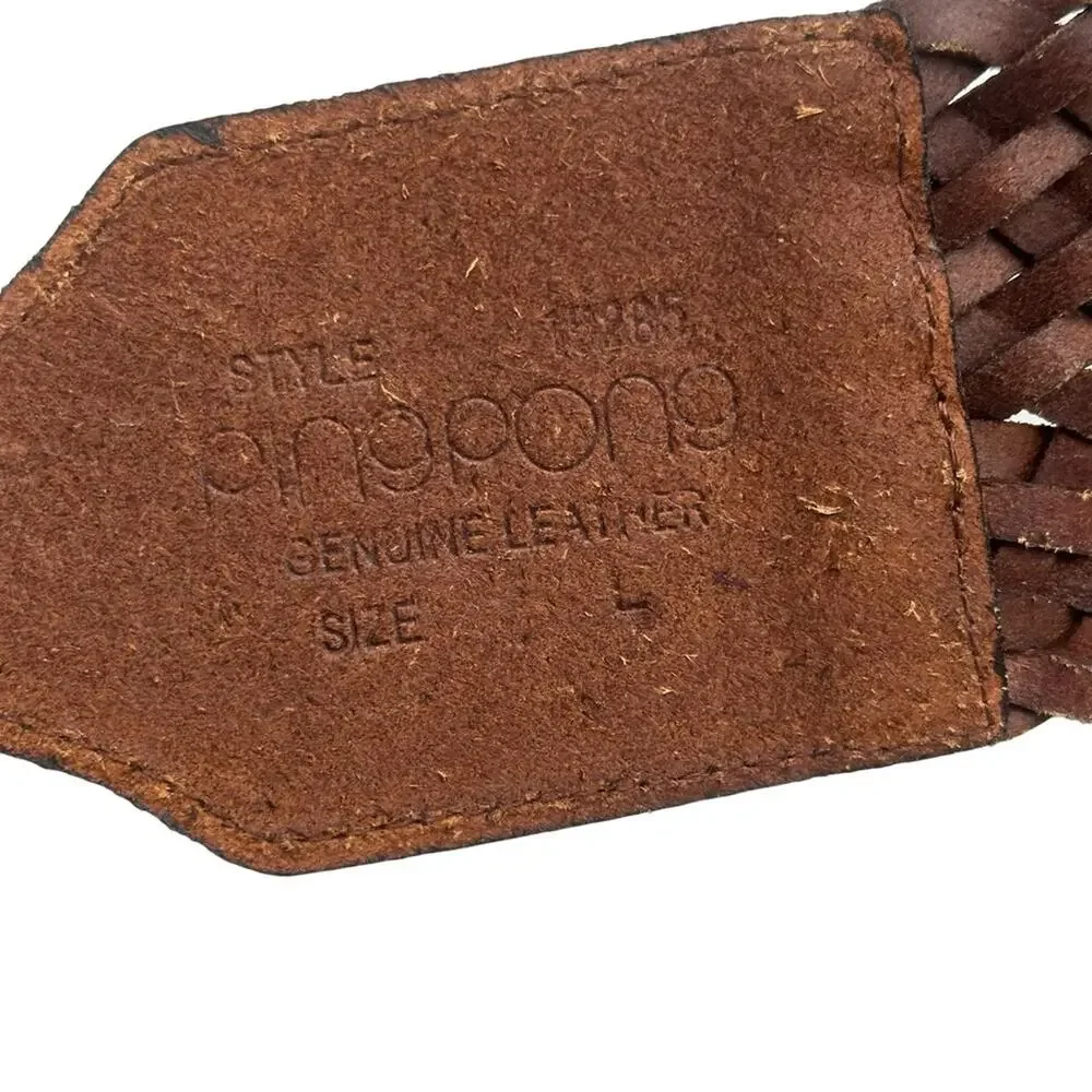 PING PONG - Women's Brown Woven Leather Belt -  SIZE 47